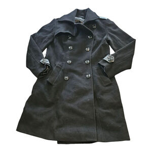 George Simonton Size 10 Black Long Sleeve Button Up Coat *flawed*
